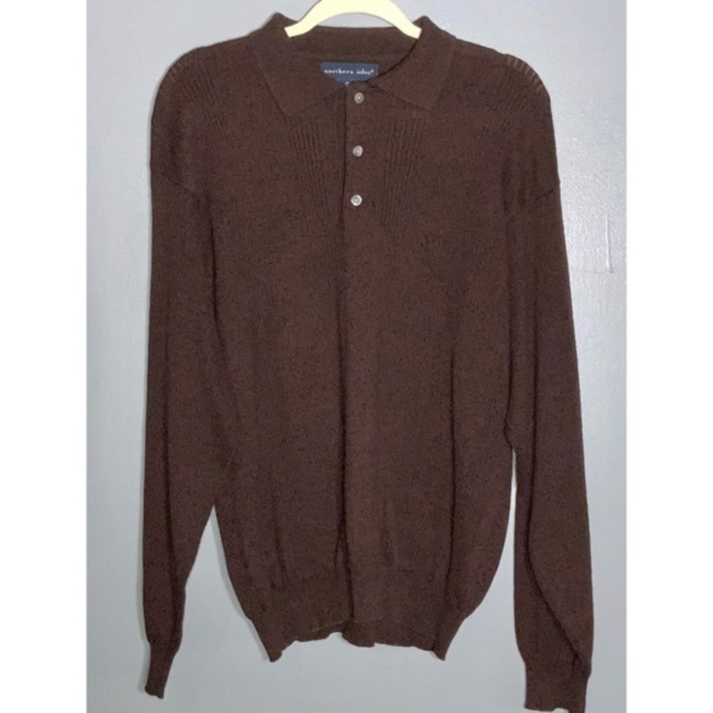 Northern Isles Men’s Maroon 1/4 Button Collared Business Casual Sweater Large